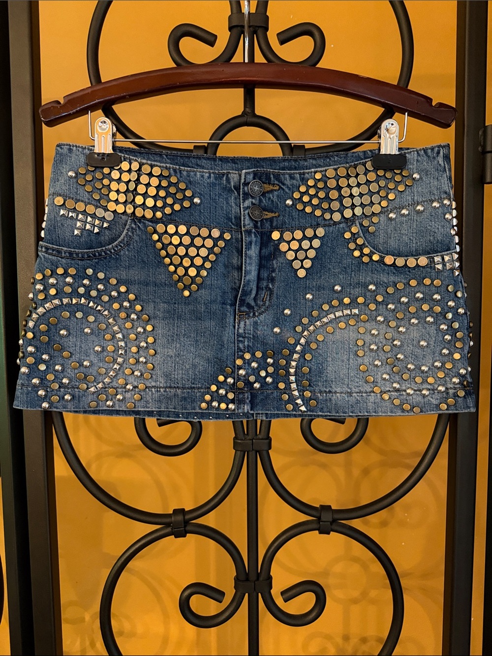 JADED LONDON Hena Studded Denim Mini Skirt